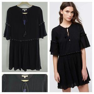 Rebecca Minkoff Black Gauzy Helen Mini Dress Bell Sleeves Women's Size XS NEW